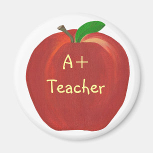 Röda Apple som målar, A+ Läraremagneter Magnet