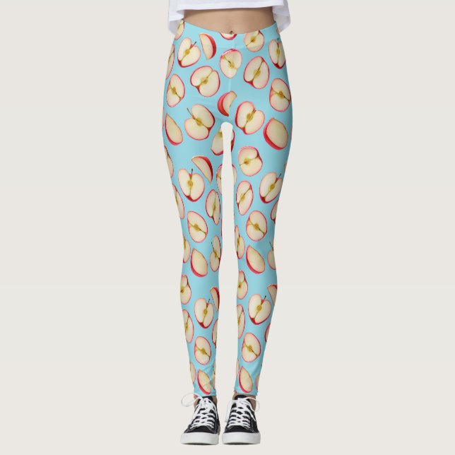 Röda äpplehalvor-mönster leggings (Framsida)