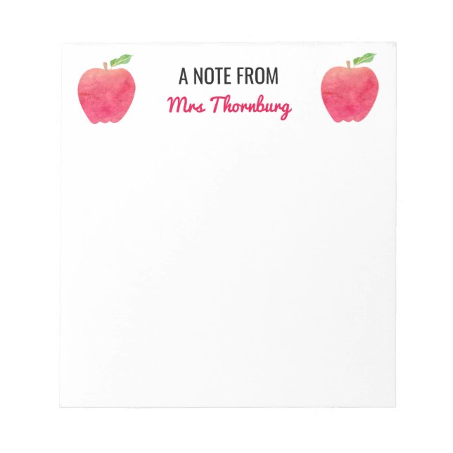 Röda äpplen A-anteckning från lärarPersonligen Anteckningsblock (Framsida)