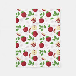 Röda äpplen, Blommar och Mönster Fleecefilt