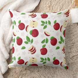 Röda äpplen, Blommar och Mönster Kudde