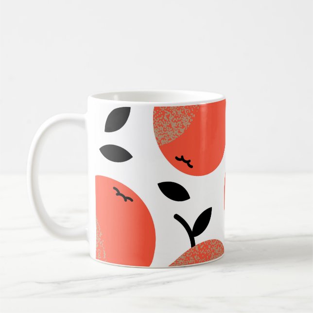 Röda äpplen: Golden Textured Mönster. Kaffemugg (Vänster)