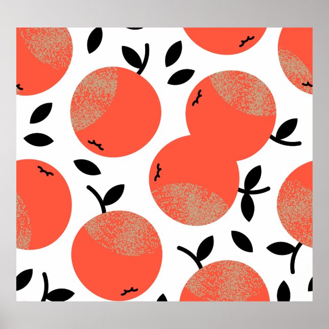 Röda äpplen: Golden Textured Mönster. Poster (Framsidan)