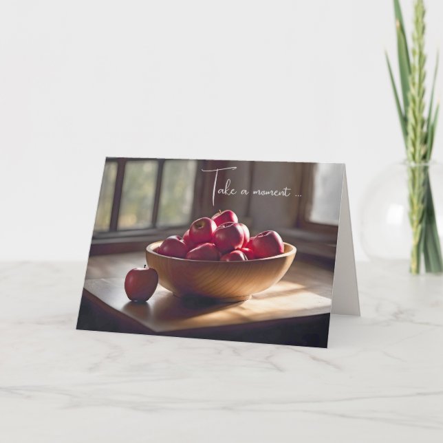 Röda äpplen i trä Bowl Kort (Framsida)