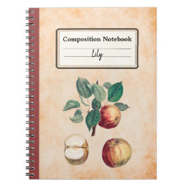 Röda äpplen med Personlig Löv Anteckningsbok