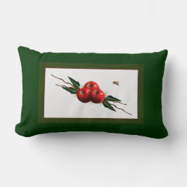 Röda äpplen med vattenfärg lumbarkudde