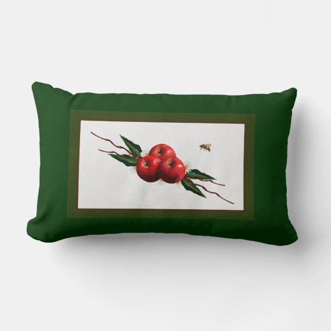 Röda äpplen med vattenfärg lumbarkudde (Framsida)