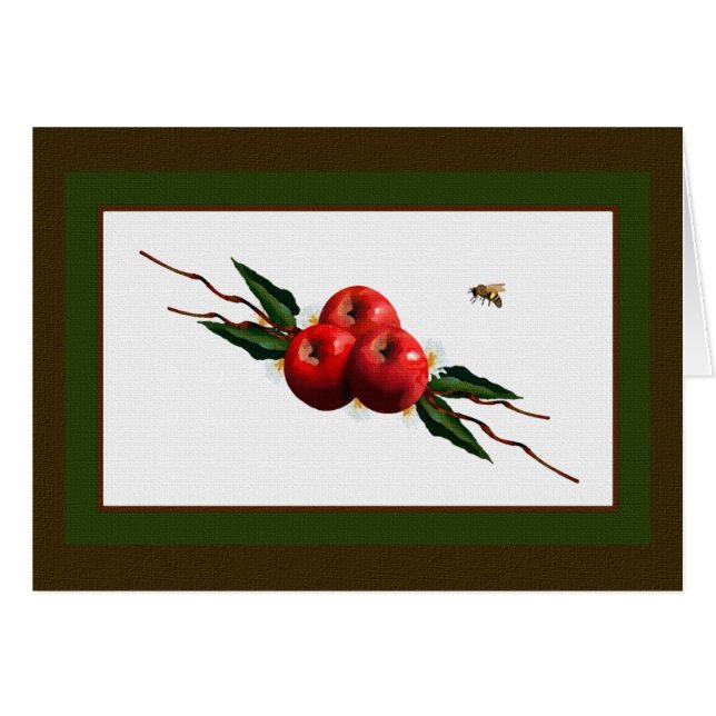 Röda äpplen med vattenfärg OBS kort (Framsidan Horizontal)