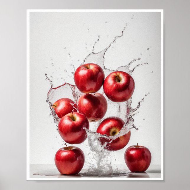 Röda äpplen med vitvägg i Stänk Poster (Framsidan)