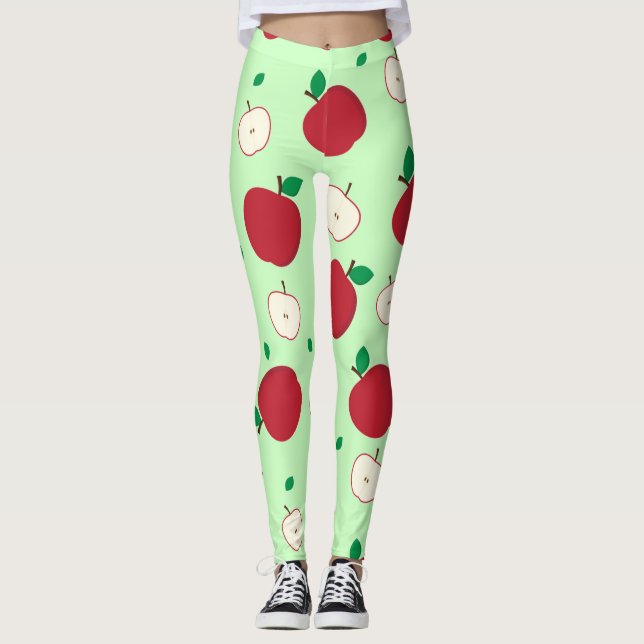 Röda äpplen och halverade äppelskinn leggings (Framsida)