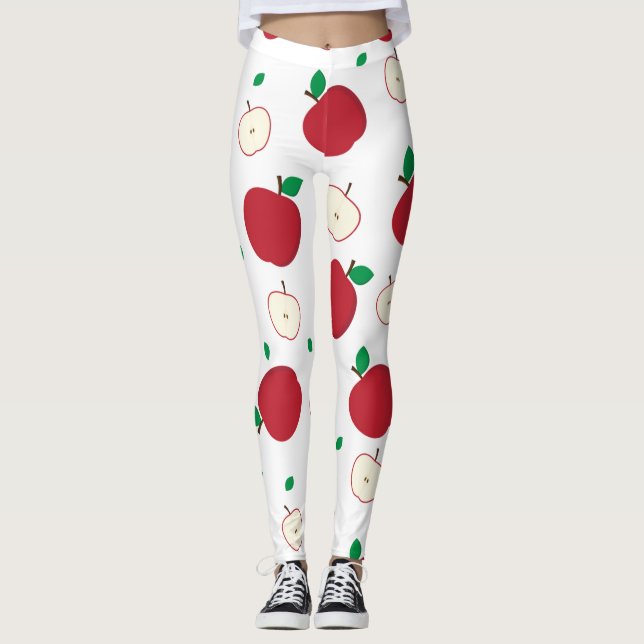 Röda äpplen och halvröda äpplen leggings (Framsida)