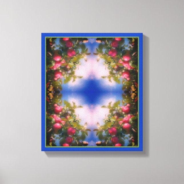 Röda äpplen på Abstrakten för färgning av Träd Canvastryck (Framsida)