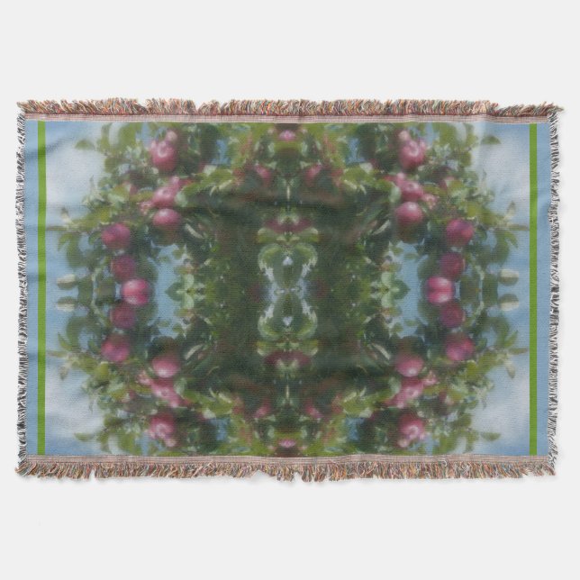 Röda äpplen på Abstrakten för färgning av Träd Filt (Framsidan)