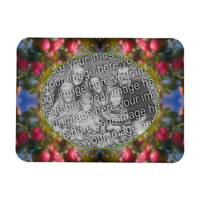 Röda äpplen på Träd Ram lägger till foto Magnet (Horisontell)