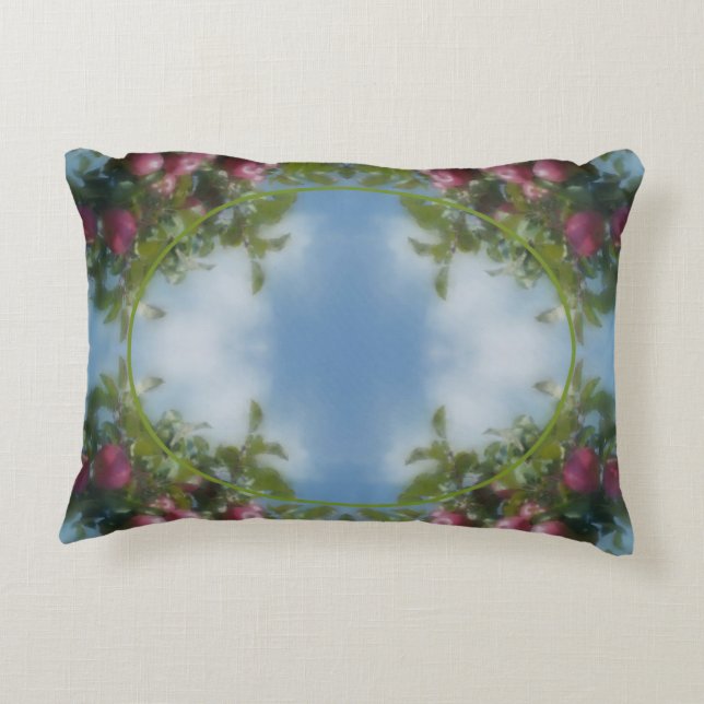 Röda äpplen på Träd Ram lägger till foto Prydnadskudde (Baksidan)