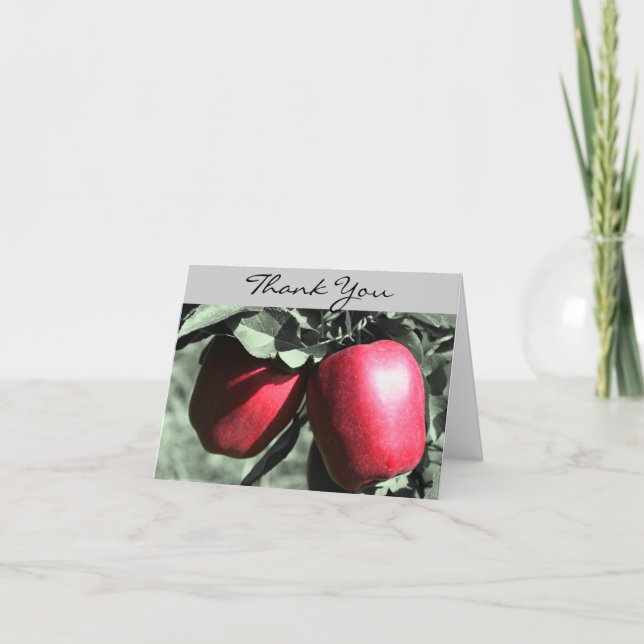 Röda äpplen, svart och vitt tackkort (Framsida)