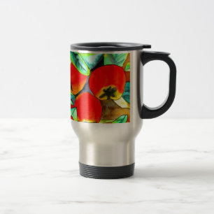Röda äpplen, vattenfärg, originalmålning resemugg