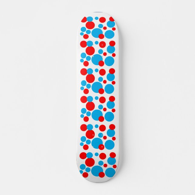 Röda & Aqua bubbelprickar Old School Skateboard Bräda 18 Cm (Framsida)