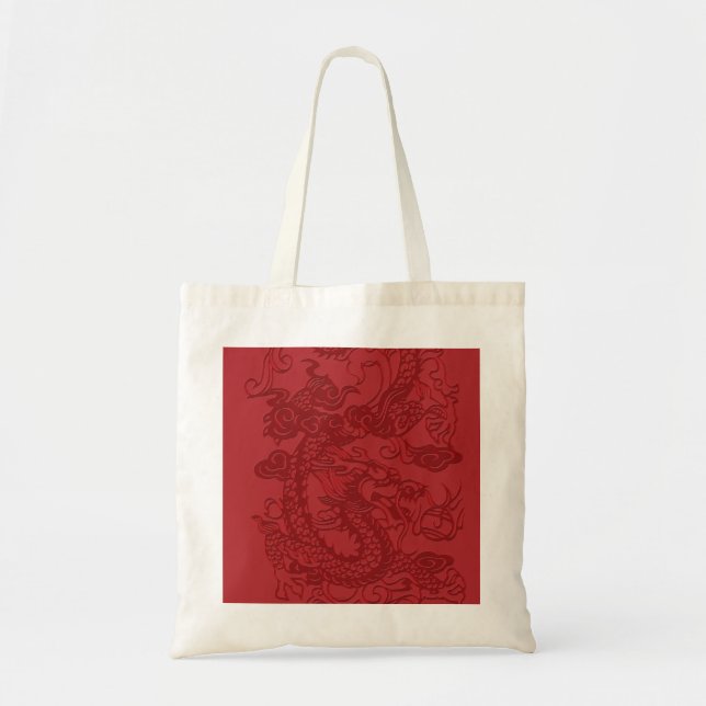 Röda asiatiska japanska koreanska drakmer tygkasse (Framsidan)