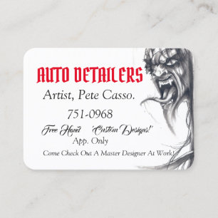 Röda Auto Detailers, vit & svart Visitkort