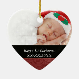 Röda baby virvlar runt 1st jul fotoet julgransprydnad keramik