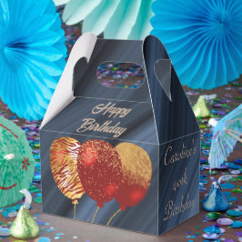 Röda ballonger i glitter och Guld 40:e födelsedage Presentaskar