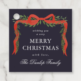 Röda band bow greenery jul presentkort gåvor etiketter