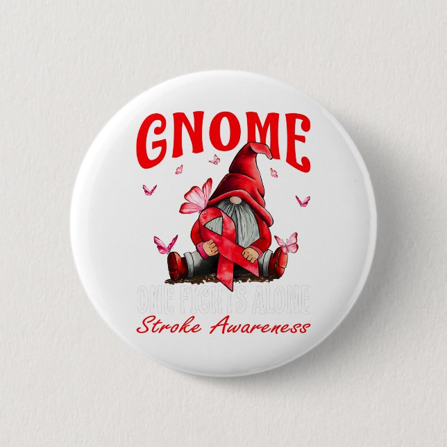 Röda band för Gnome One Fight Ensam Stroke Awarene Knapp (Framsida)