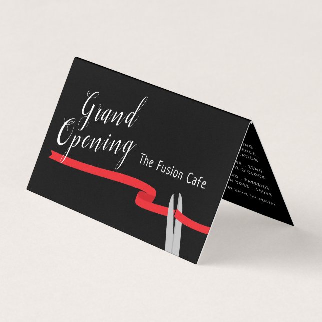 Röda band, stort öppningsceremoniefotografi/Karta- Visitkort (Framsida)