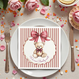 Röda band Teddy Bear Baby Shower servetter