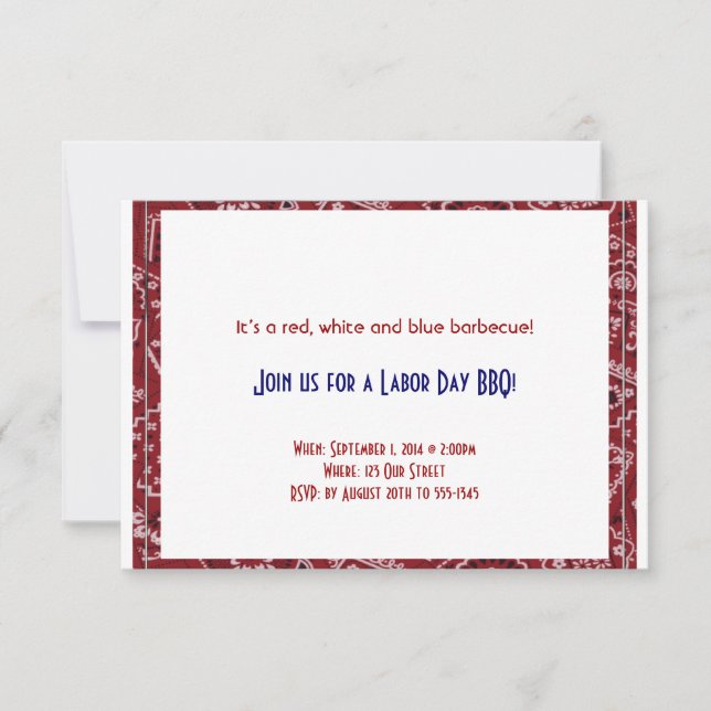 Röda Bandana-Ram arbetsdagen Inbjudningar (Framsida)