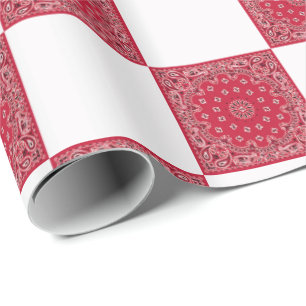 Röda Bandanatryck- och vitkvarter Presentpapper