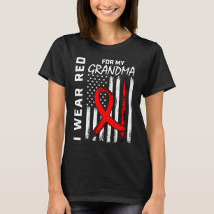 Röda bandet mormor hjärtsjukdom medvetenhet Amerik T Shirt