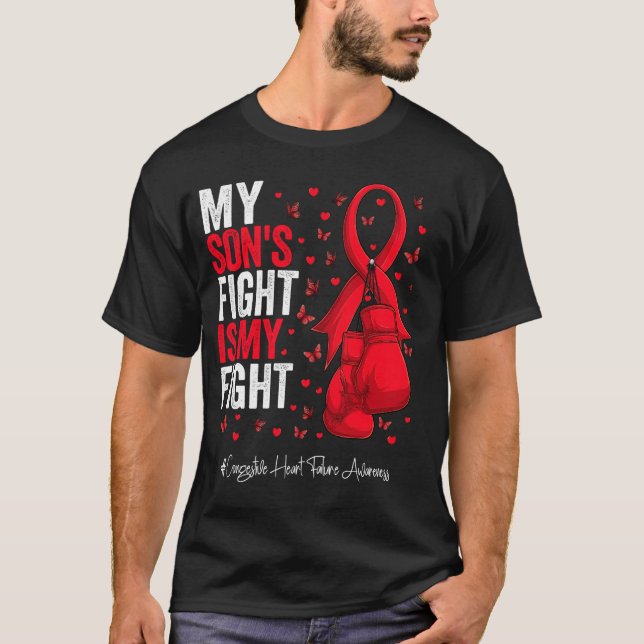 Röda bandet Son Medvetenhet om hjärtsvikt T Shirt (Framsida)
