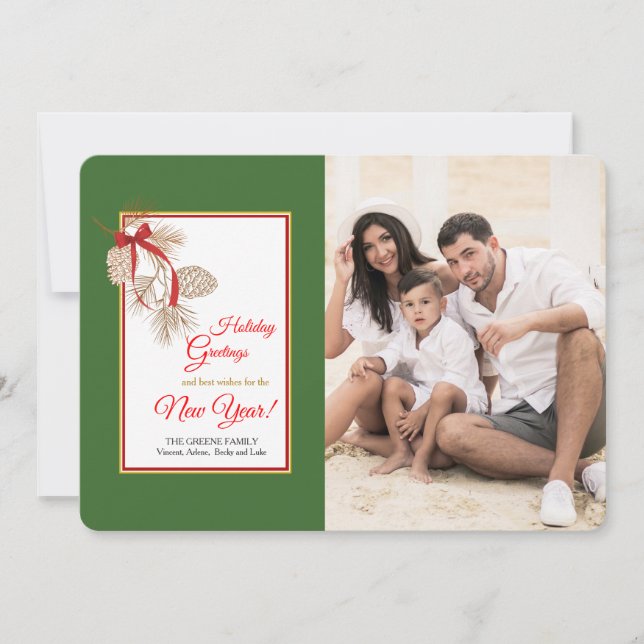 Röda bandgranar Foto julkort (Framsida)