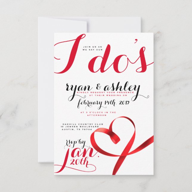 Röda bandhjärtan! inbjudningar (Framsida)