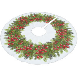 Röda Bär Gröna Tallbarrs Kransmotiv Julgransmatta Borstad Polyester