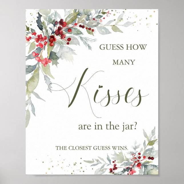 Röda Bär Grönska Hur många Kyssar i Burken Poster (Framsidan)