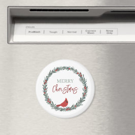 Röda Bär Krans och Röd Kardinal Jul Magnet