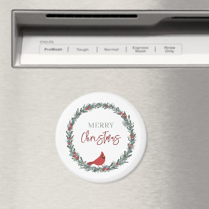 Röda Bär Krans och Röd Kardinal Jul Magnet