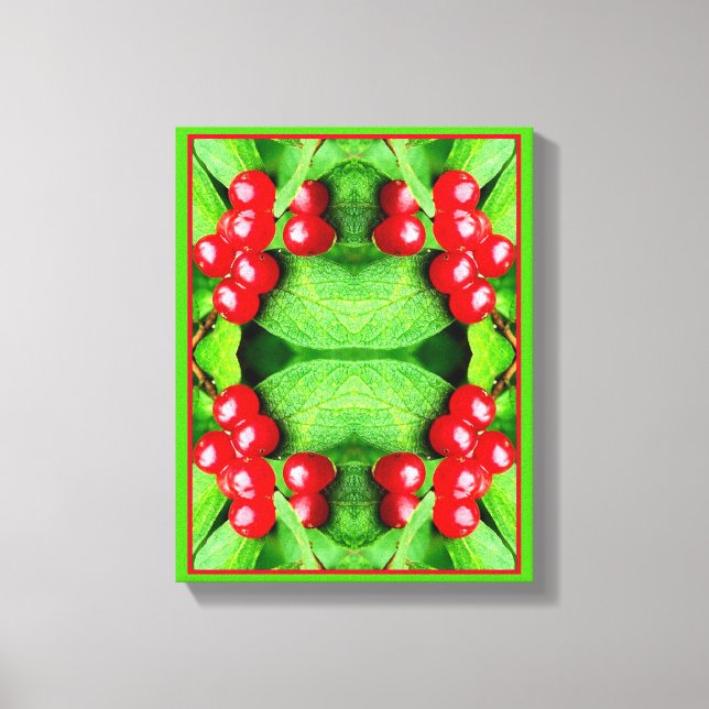 Röda bär med regndroppar, Abstrakt Canvastryck (Framsida)