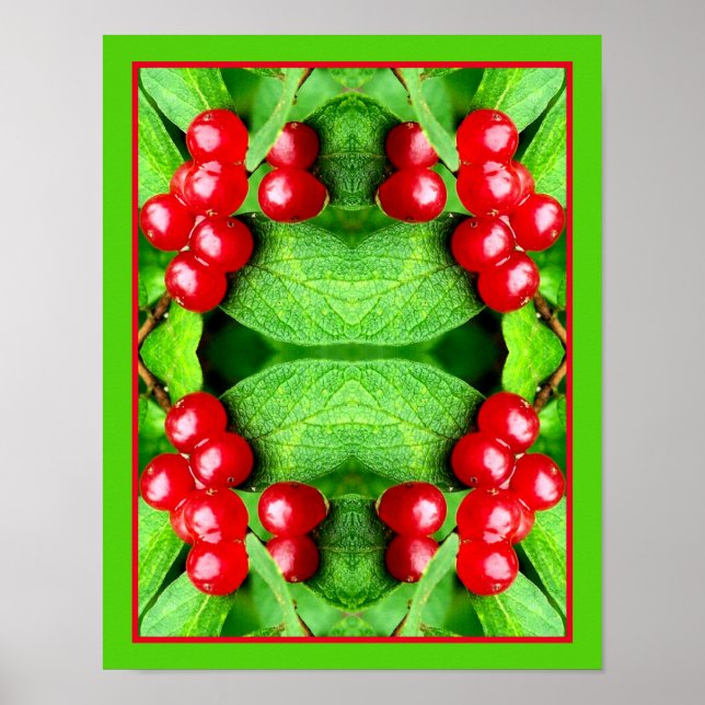 Röda bär med regndroppar, Abstrakt Poster (Framsidan)