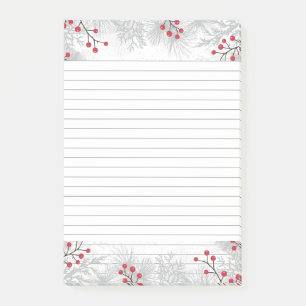 Röda bär och silvergran Post-It® Notes, 4" x 6" Post-it Block