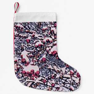 röda bär och snö-julklapp liten julstrumpa