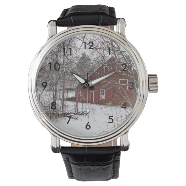 Röda Barn i Snö Armbandsur (Framsida)