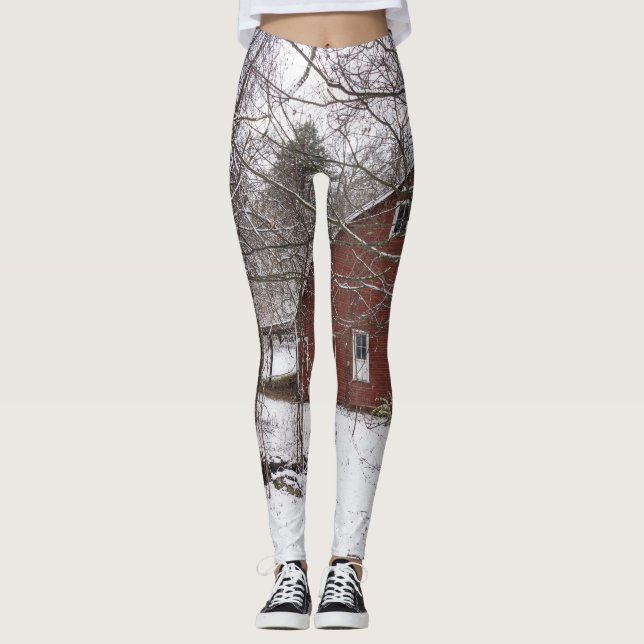 Röda Barn i Snö Leggings (Framsida)