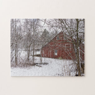 Röda Barn i Snö Pussel