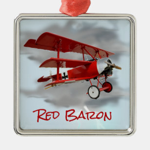 Röda barons Fokker Triplane Julgransprydnad Metall