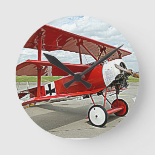Röda barons triplane rund klocka