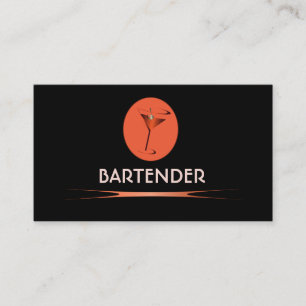 Röda bartender-affärskort för logotyp visitkort